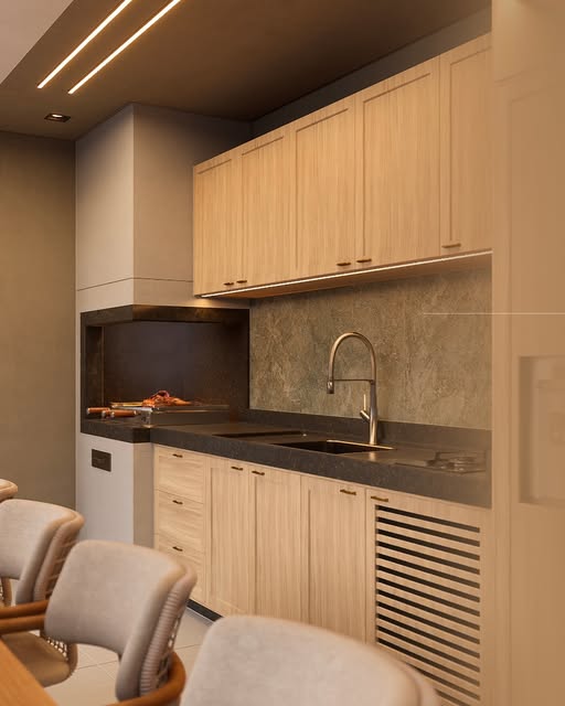 Cozinha com acabamento contemporâneo